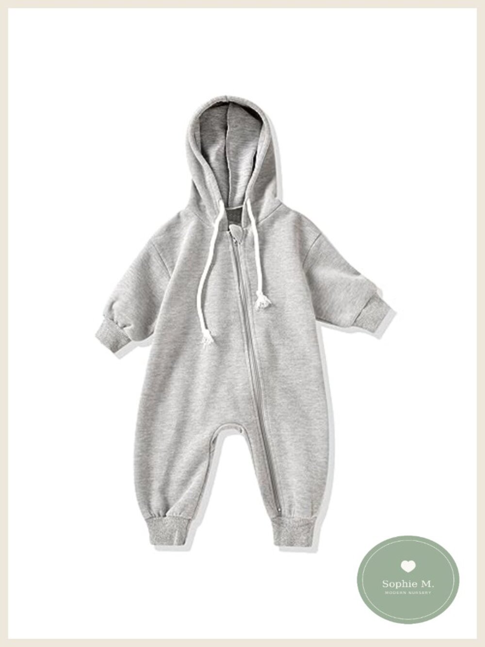 Baby Unisex Loose Hooded Romper Zipper Long Sleeve One-Piece Outfit